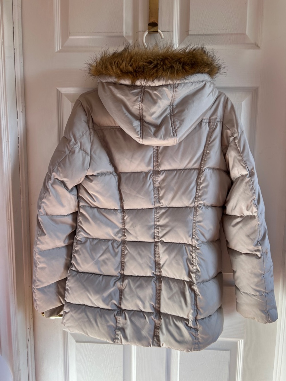 Jessica Women's Faux-Fur Trim Quilted Puffer Coat - Light Taupe - Picture 11 of 15